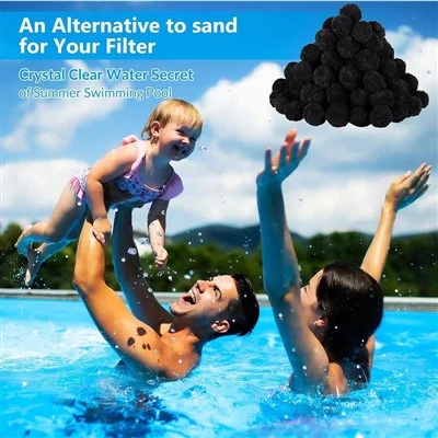 4,6 £ Pool-Filterbälle, wiederverwendbares Sandfiltermedium, schwarze Filterbälle für Schwimmbadfilterpumpe, Aquarium